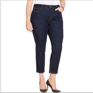 NYDJ Ira Relaxed Ankle jeans blue dark wash denim lift tuck